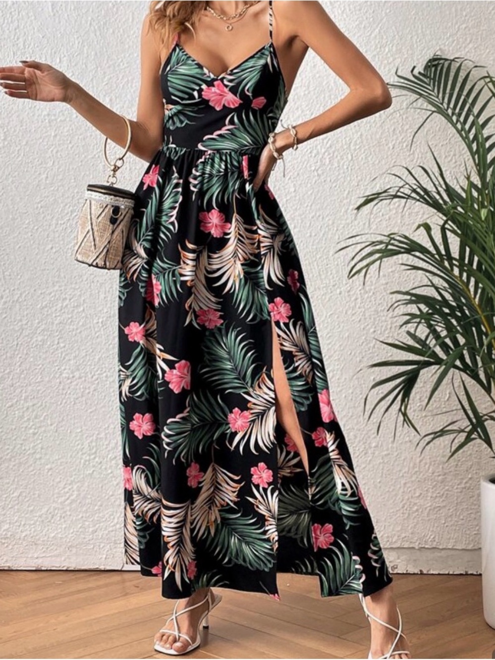 Tropical Floral Maxi Dress size M